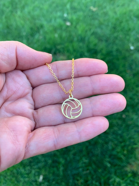 Volleyball Necklace Silver Gold Finish Volleyball Team Mom Etsy