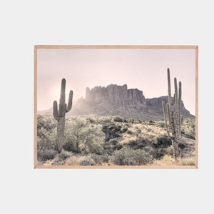 Lost Dutchman Mine, Superstition Mountains, Boho Wall Art, Cactus Print