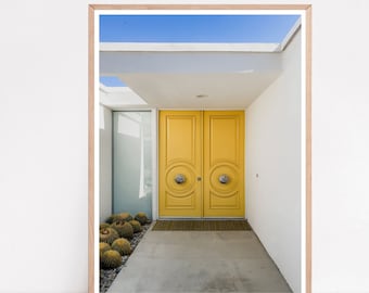 Impresión de Palm Springs, foto de una puerta amarilla, casa moderna de mediados de siglo (descarga digital)