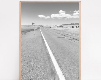 Arizona Desert Road Print: Monochrome Landscape Photography (Digital Download)