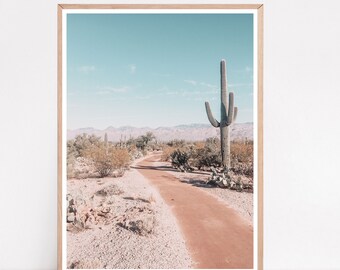 Lámina con estampado de cactus, decoración del suroeste, póster del Parque Nacional Saguaro (descarga digital)