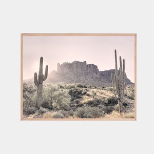 Lost Dutchman Mine, Superstition Mountains, Boho Wall Art, Cactus Print