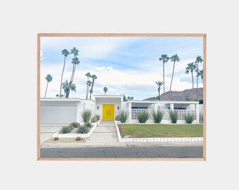 Palm Springs Print, Yellow Door Photo, Mid Century Modern Architecture (Digital Download)