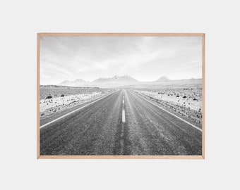 Black and White Desert Road Photography Print (Digital Download)