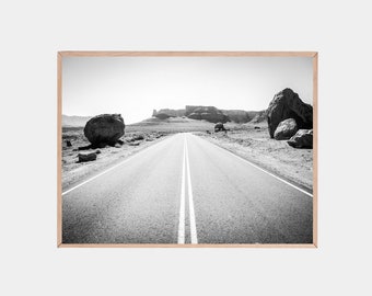 Black and White Desert Road Photography Print: Arizona Wall Art (Digital Download)