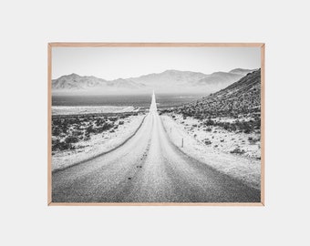 Black and White Desert Road Photography, Southwest Wall Art (Digital Download)