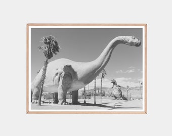 Black and White Dinosaur Print, Cabazon Dinosaurs, Southwestern Decor, Dino Print, Nursery Wall Art