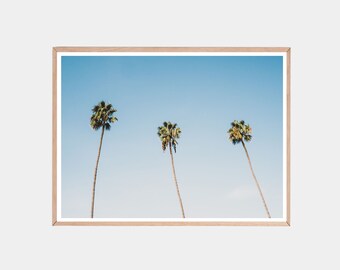 Impresión de palmera azul: Decoración tropical de playa californiana (Descarga digital)