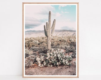 Southwestern Decor: Pastel Cactus Print, Saguaro Wall Art & Cactus Photography for Home or Office Decor
