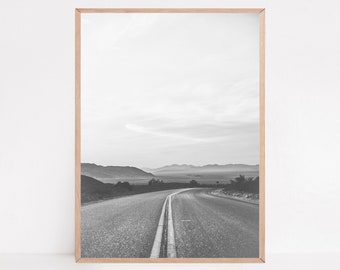 Desert Road Print: Black and White Travel Poster (Digital Print)