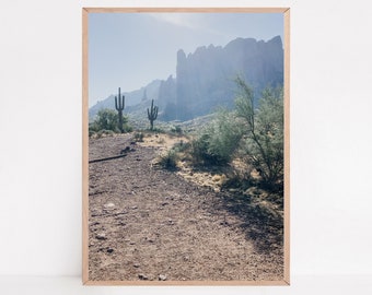 National Park Print, Superstition Mountains, Arizona Wall Art, Cactus Print, Desert Art, Southwest Decor