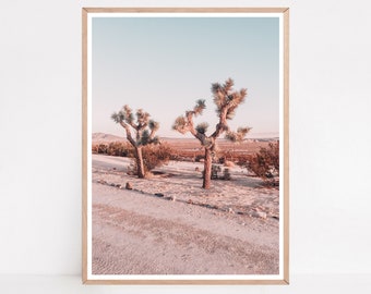 Joshua Tree-print, pastel Mojave-woestijnlandschap, zuidwestendecor (digitale download)