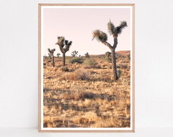 Joshua Tree Print, Pastel Mojave Desert Landscape, Printable Wall Art (Digital Download)
