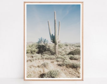 Cactus Print, Saguaro Pastel Desert Art, Southwest Decor (Digital Download)