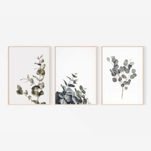 Eucalyptus Prints, Farmhouse Pictures, Wall Art Set, Set of 3 Prints, Farmhouse Decor