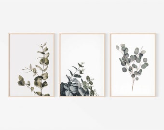 Eucalyptus Prints, Farmhouse Pictures, Wall Art Set, Set of 3 Prints, Farmhouse Decor