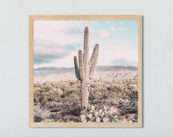 Quadratischer Kaktus Print, Wüste Poster, quadratische Poster, Arizona Print, Boho Wandkunst