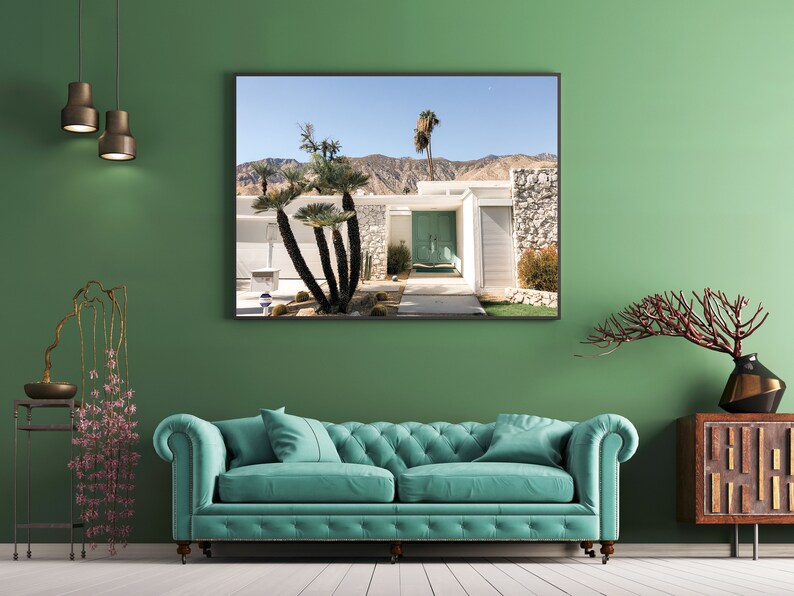 Green Palm Springs door print for living room.