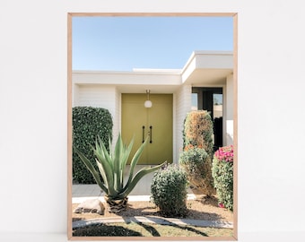 Impresión de Palm Springs, foto de puerta amarilla, estilo moderno de mediados de siglo (descarga digital)