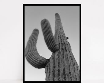 Saguaro Print, Black and White Cactus Wall Decor, Desert Art, Southwestern Style