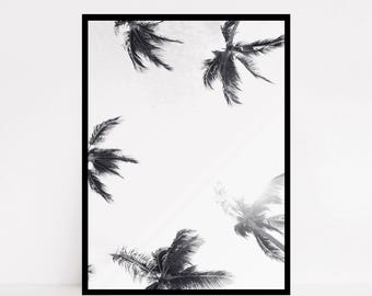 Black and White Palm Tree Print: Tropical Vacation Wall Art (Digital Download)