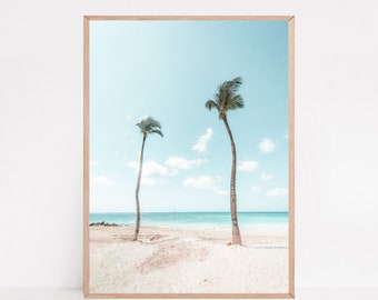 Tropical Palm Tree Beach Print: Coastal Wall Art (Digital Download)