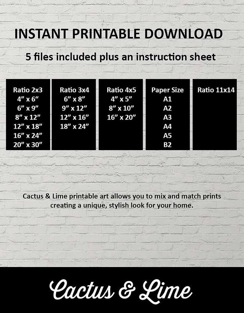 Digital print sizes.