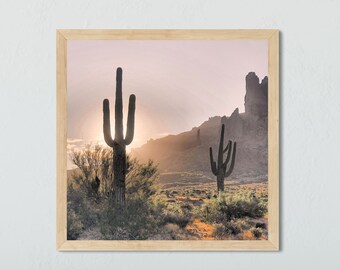 Cactus Square Prints, Superstition Mountains, Cactus Print, Square Posters