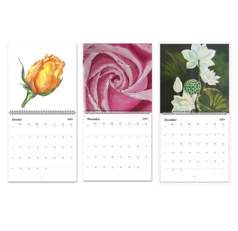 2024 Wall Calendar, Floral 2024 Wall Calendar, Garden Calendar, Floral