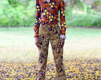 Danita Shirt, African Wax Print, Slim Fit Cotton Shirt