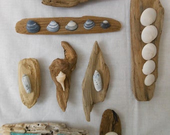 Driftwood and Seashell Fridge Magnets | Shells and Driftwood from Hamptons NY Beaches | Rustic Coastal Beach | Lake House Decor | Small Gift