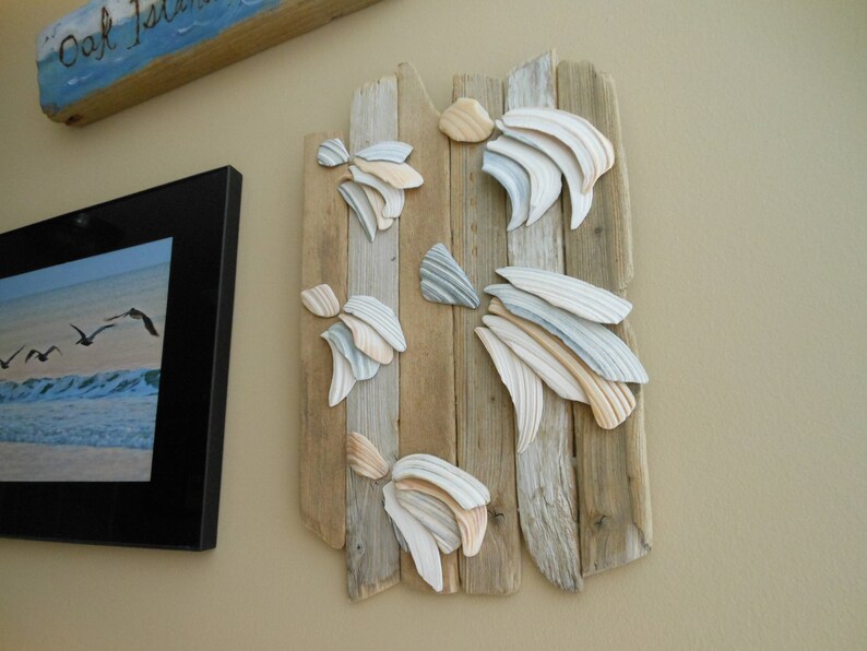 Seashell & Driftwood Wall Artwishing Upon a Shooting Star Etsy