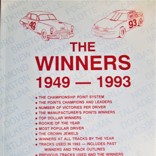 The Winners (NASCAR) 1949-1993 By Samuel W. Knechel, Paperback 1994 Published by Eskay Books with 99 Pages in Very Good, Clean Condition