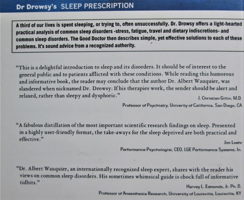 Dr. Drowsy's Sleep Prescription By Albert Wauquier, Paperback, 2003 Published by Somnus Press with 166 Pages Brand New Copy image 2
