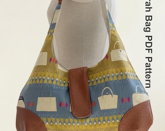 Patrón de costura en PDF para bolso hobo / Tutorial para bolso de hombro Sarah / Bolso de uso diario fácil de hacer / Proyecto de costura para principiantes e intermedios