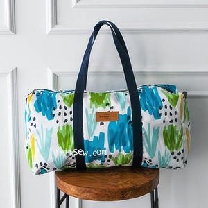Keva Duffel Bag Sewing Pattern PDF | Travel Boston Bag Tutorial | DIY Gym Bag Template | Weekender Diaper Bag | Large Weekend Luggage Craft