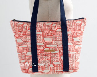 Odeya Stoffbeutel Schnittmuster | Easy Bag PDF Anleitung | Große Reißverschlusstasche | Anfänger DIY Umhängetasche | 2 Größen Nähanleitung zum Ausdrucken