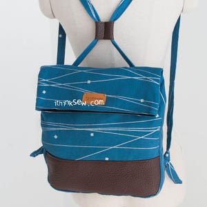 Patrón de costura en PDF para mochila convertible Cali / Tutorial para bolso de hombro 2 en 1 / Plantilla para mochila plegable / Mochila con detalles de cuero para hacer tú mismo