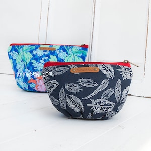 Octavia 2 Size Zipper Pouch Pattern PDF | Rounded Makeup Bag Sewing Tutorial | DIY Pleated Pencil Case Template | Fat Quarter Craft