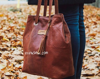 Felicia Bag PDF Sewing Pattern, tote bag, leather bag