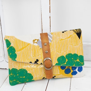Jeanette Clutch Sewing Pattern PDF | Easy Envelope Purse Tutorial | Foldover Bag with Buckle Template | Beginner DIY Fabric Handbag Craft