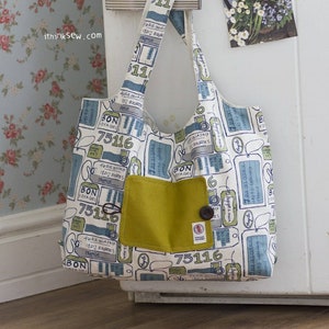 Eco Friendly Portable Shopping Bag PDF Sewing Pattern, foldable bag, easy bag pattern