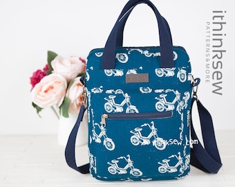 Brenna Laptop Bag Pattern PDF | Tablet Crossbody Purse Tutorial | Medium Commuter Messenger Template | Tech Tote Sewing Craft