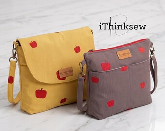 Crossbody Bag Sewing Pattern | 2 Style Danica Flap and Zipper Purse PDF | Everyday Messenger Bag DIY | Bag Making Template | Sewing Project