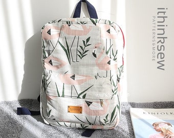 Molde de costura em PDF para mochila para laptop Niel, mochila escolar