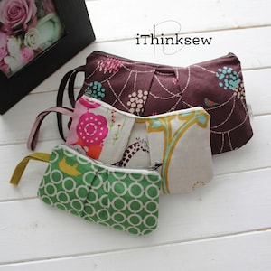 Modello PDF per pochette plissettata con cerniera / Tutorial di cucito per principianti per pochette da polso / Modello per borsa cosmetica in 3 misure / Astuccio fai da te / Borsa con cerniera facile da realizzare