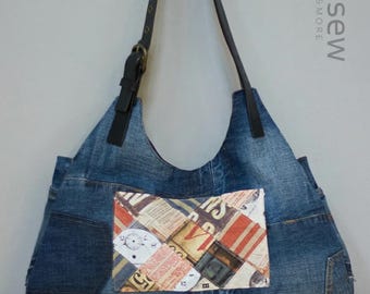 Hobo Bag Sewing Pattern | Melissa Quilted Bag PDF Pattern | Upcycled Denim Bag | Slouchy Shoulder Bag Tutorial | Recycled Jeans DIY Craft