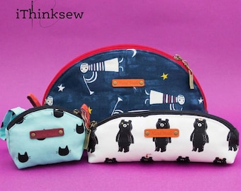 3 Styles Zipper Pouch Sewing Pattern | Pencil Case PDF | Coin Purse Pattern | DIY Cosmetic Makeup Bag | Eula Pouch, Pencil