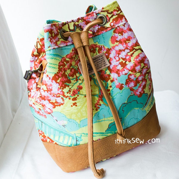 Natalie Bucket Bag PDF Sewing Pattern with Video Tutorial, cosmetic bag, easy sewing pattern