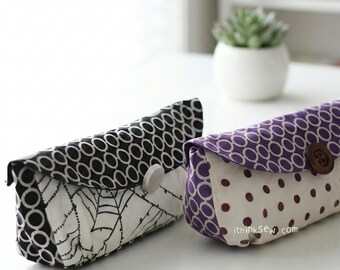 Dana Clutch PDF Sewing Pattern | Slim Gusset Handbag Pattern | Gathered Bottom Clutch Tutorial | DIY Modern Pouch Pattern for Intermediate